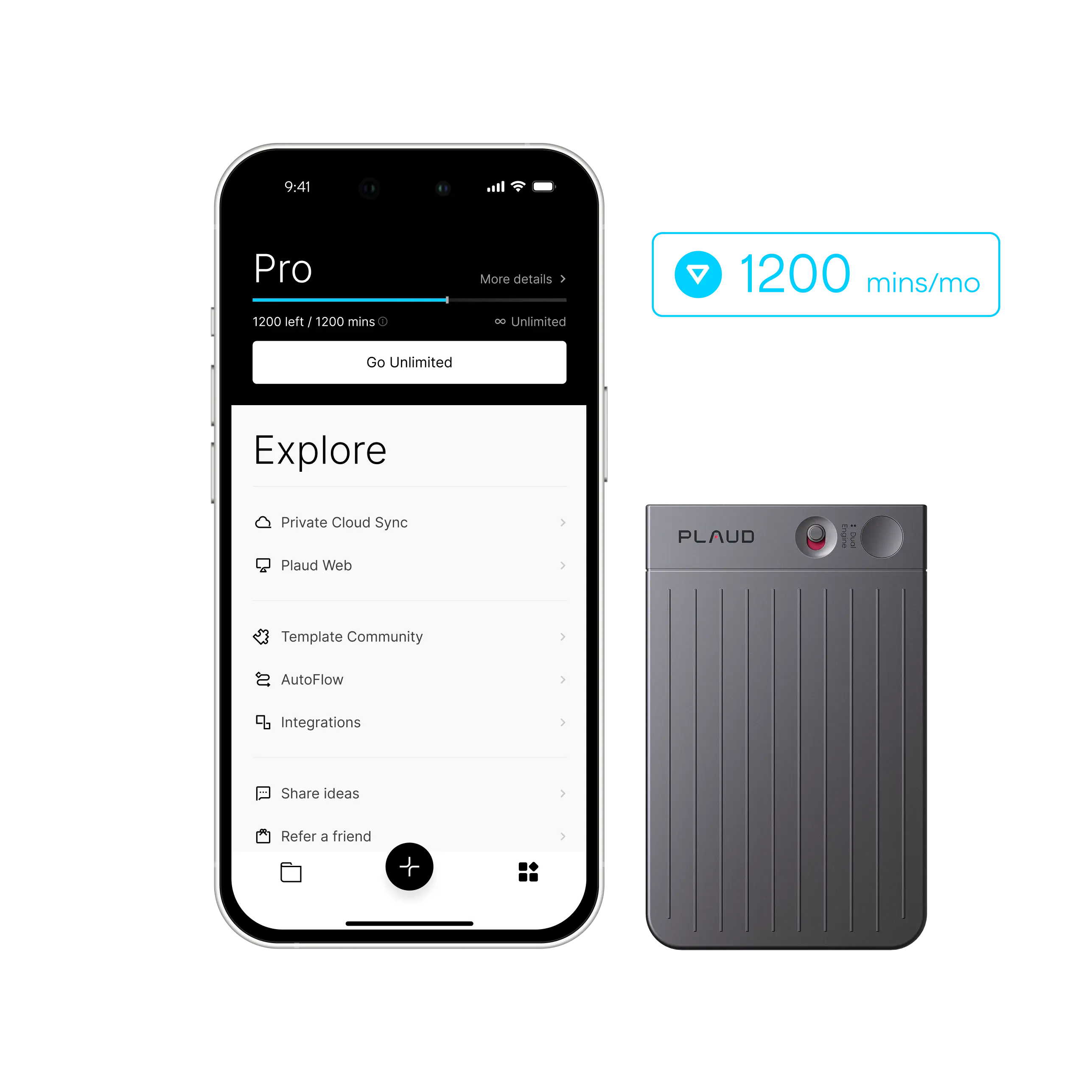 แพ็กเกจ Plaud Note & AI รายปี Pro