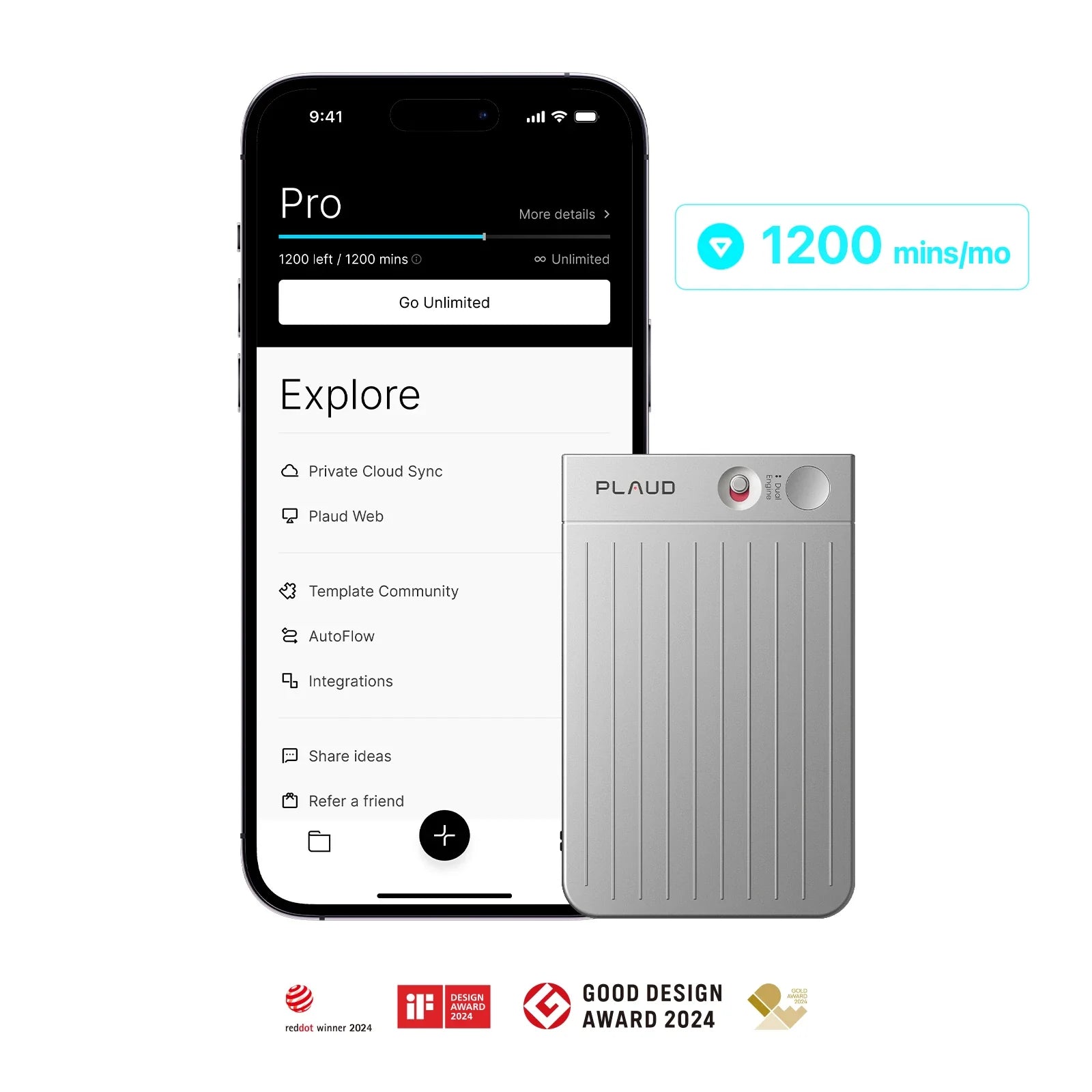 แพ็กเกจ Plaud Note & AI รายปี Pro