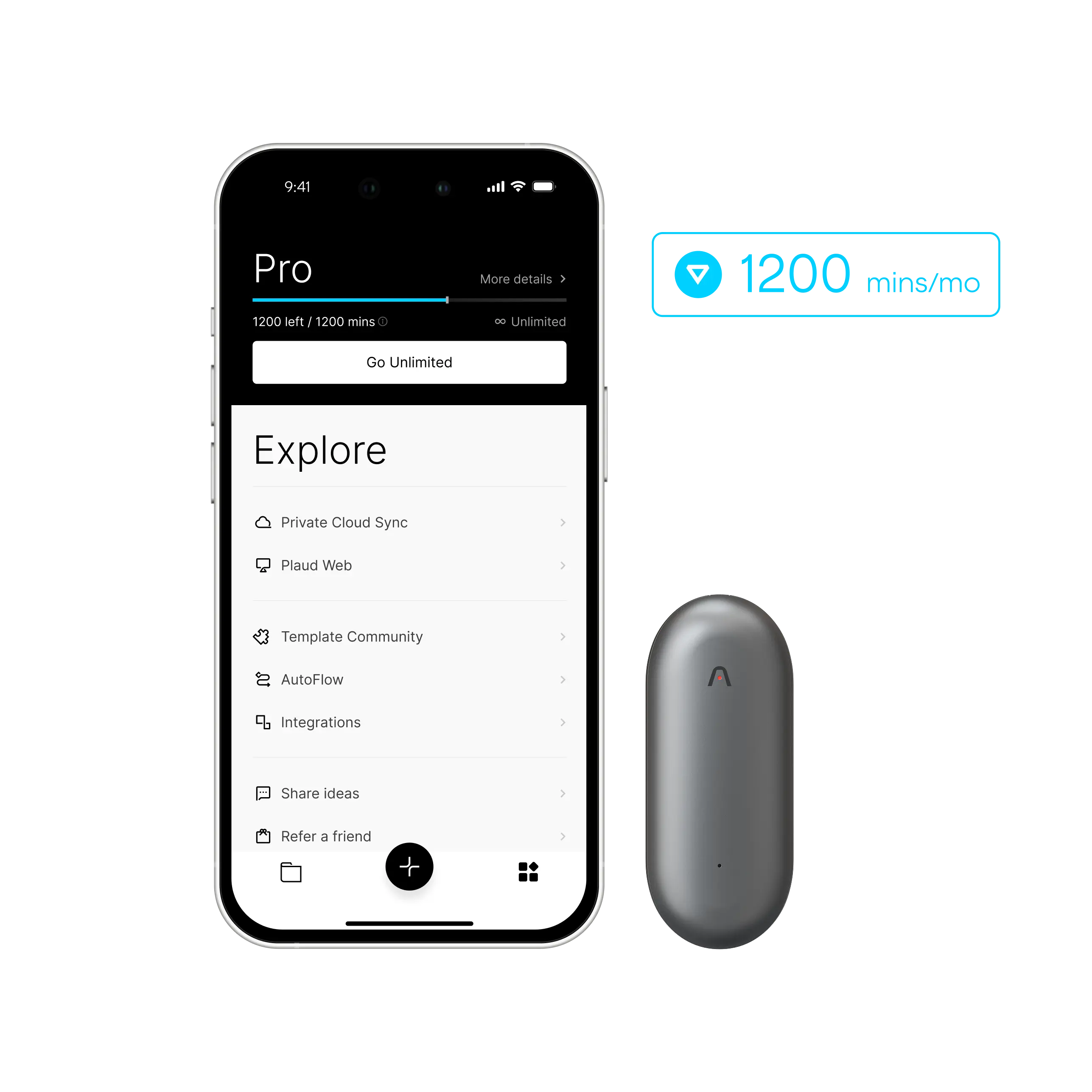 แพ็กเกจ Plaud NotePin & AI รายปี Pro