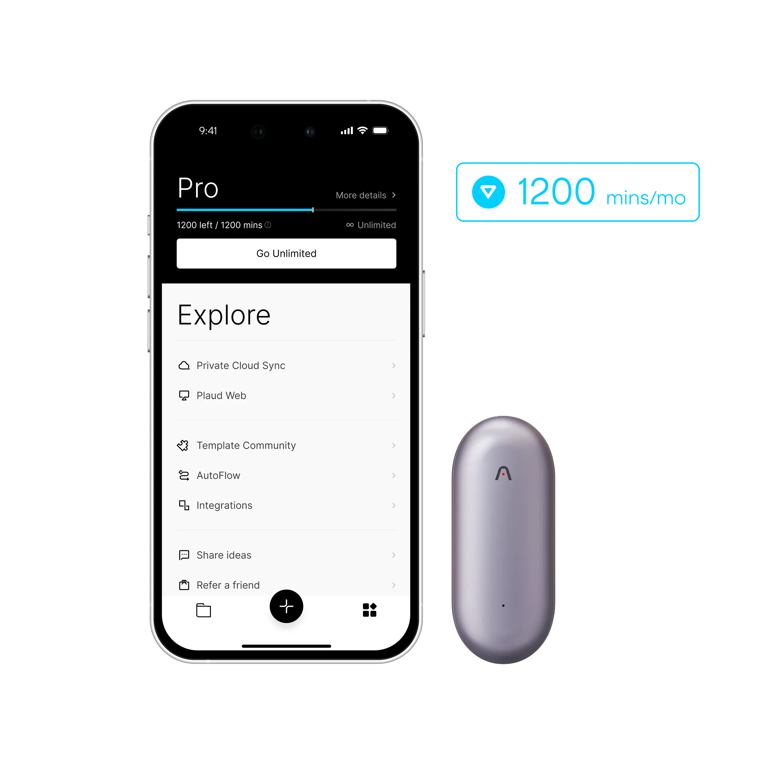 แพ็กเกจ Plaud NotePin & AI รายปี Pro