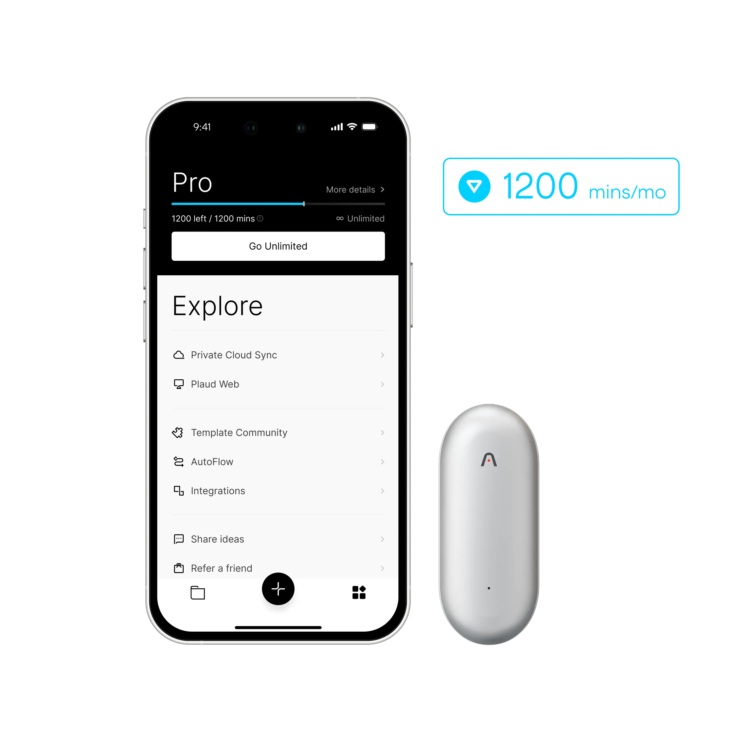 แพ็กเกจ Plaud NotePin & AI รายปี Pro
