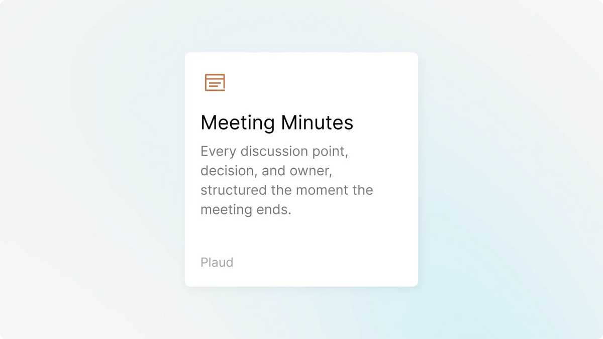 Plaud for Meeting templates user interface screen.