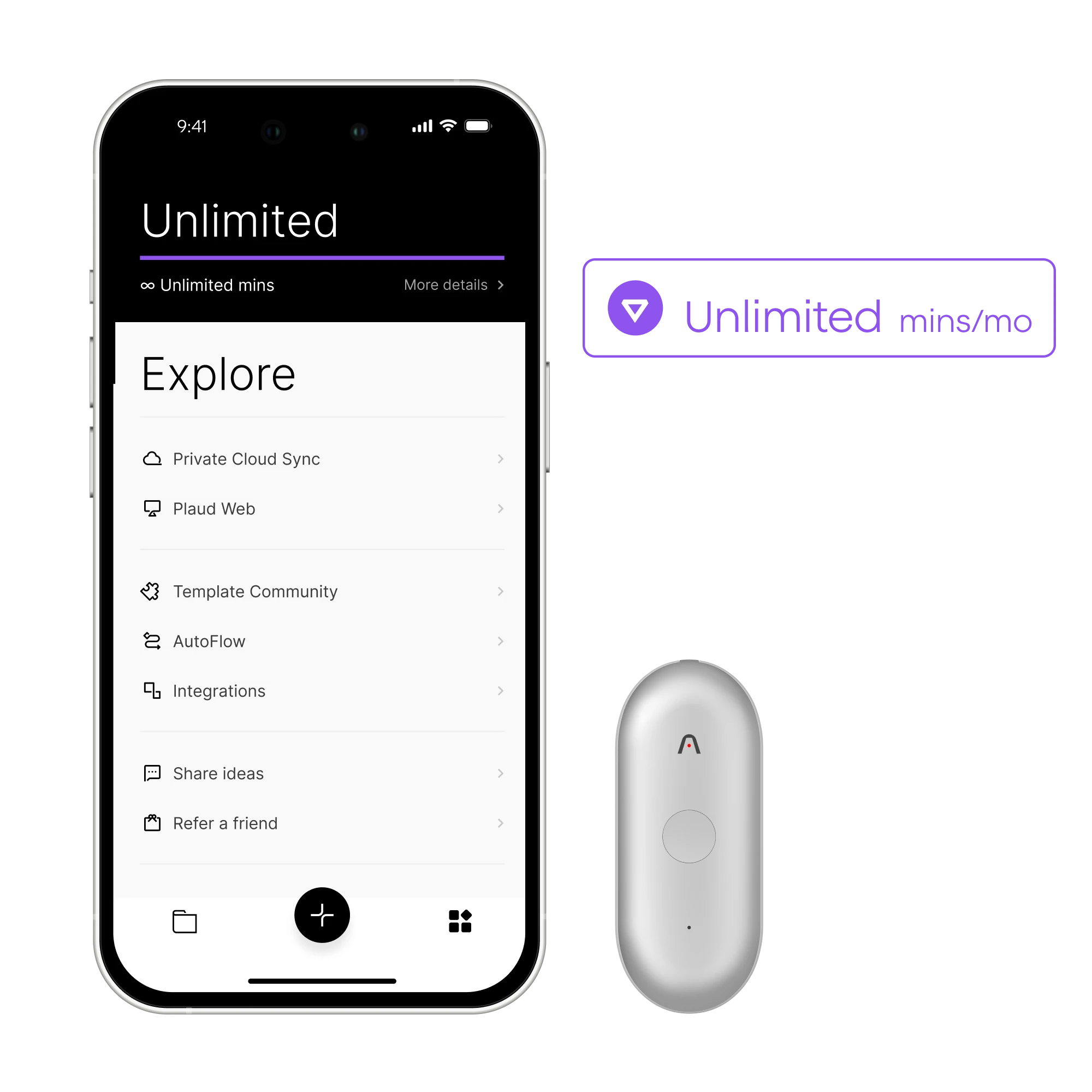 Plaud NotePin S & AI Annual Unlimited Plan