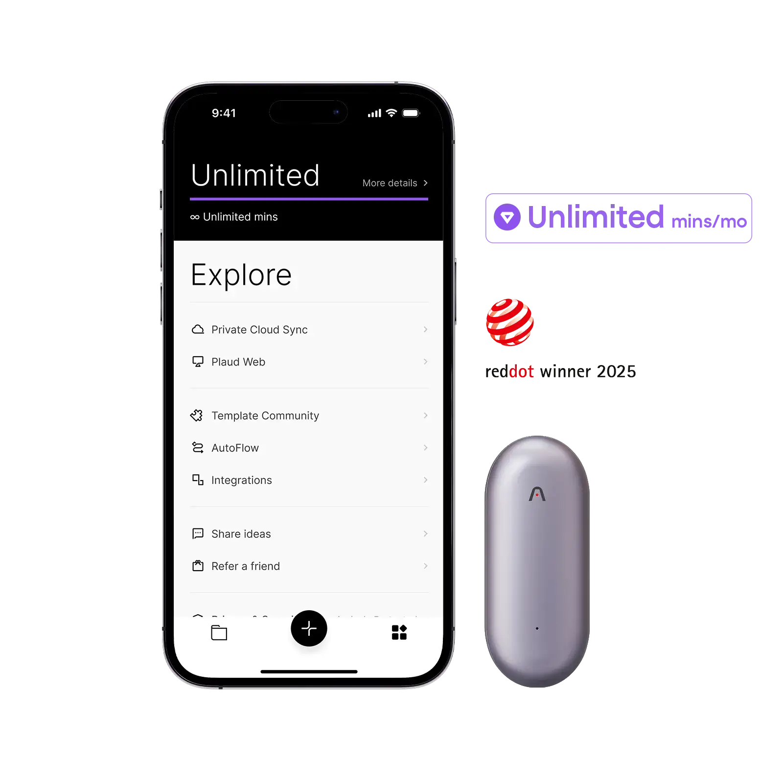 Plaud NotePin & AI Annual Unlimited Plan