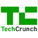 TechCrunch logo featuring a green block TC icon and the word TechCrunch in green and dark grey.